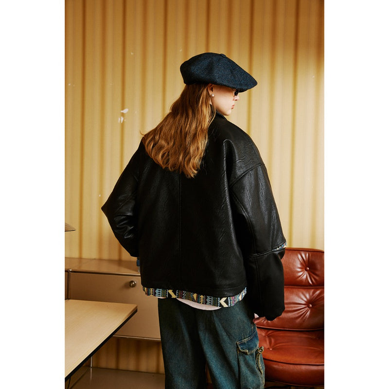 Unisex Coat PU Leather Coat Cotton Jacket