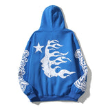 HS Hoodie Vintage Distressed Graffiti Printing Casual Loose