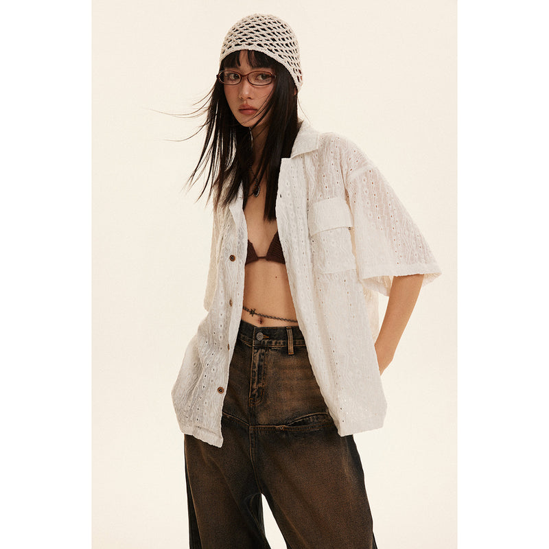 Unisex Shirt Hollow Loose Casual