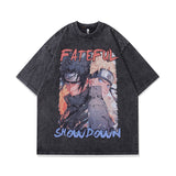 Men T-Shirt Cartoon Character Heavy Distressed
