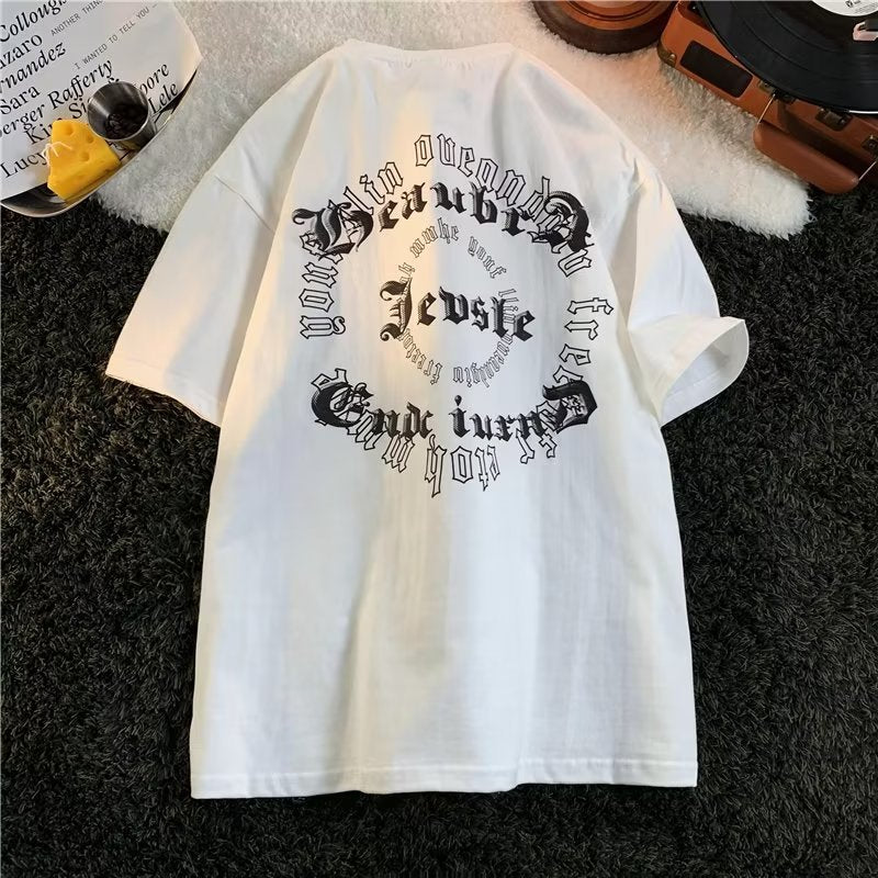 Men T Shirt Summer Retro Heavy Cotton