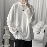 Men T Shirt Waffle Loose Bottoming Shirt