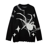Women Sweater Black Butterfly Jacquard Soft Oversize