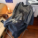 Men T Shirt Vintage Distressed Summer