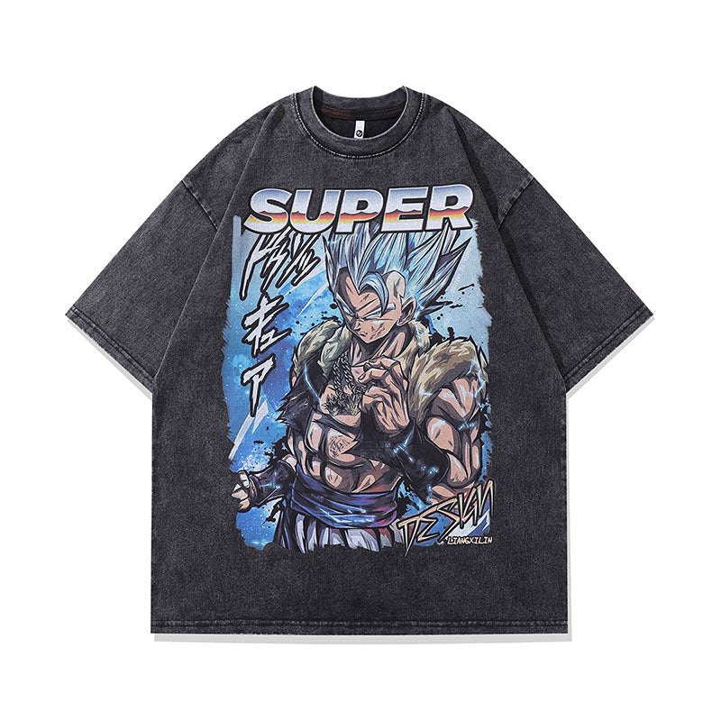 Men T-Shirt Oversize Distressed Cartoon Print