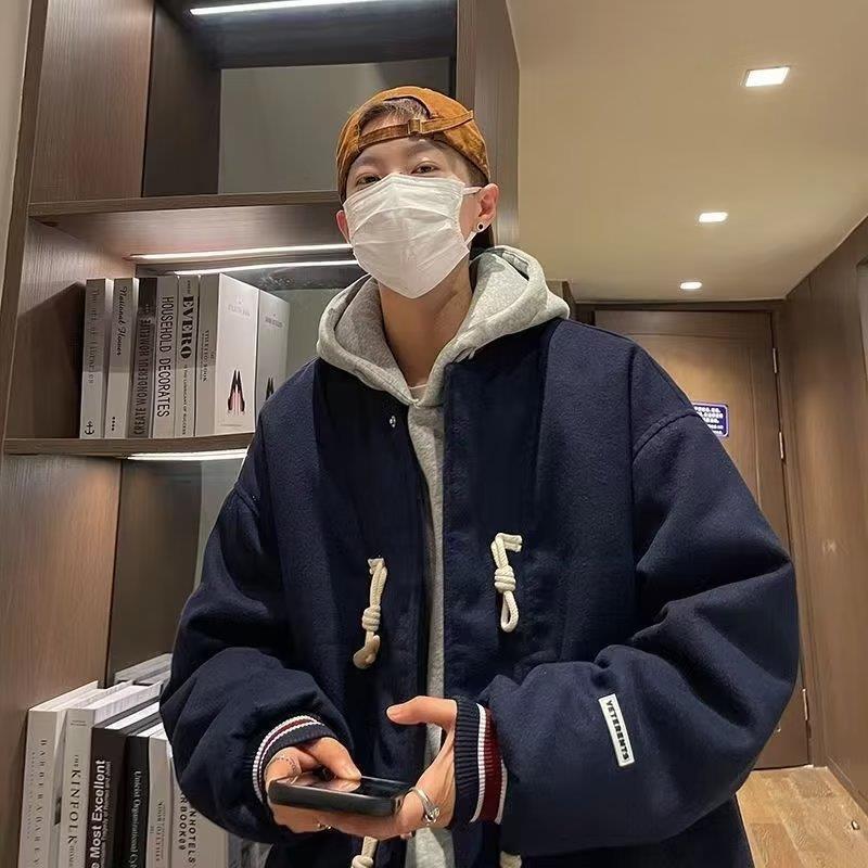 Men Cotton Coat Baseball Uniform Casual All-Matching Cotton-Padded Jacket Winter