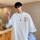 Men T Shirt Fashion All-Match Flower Print