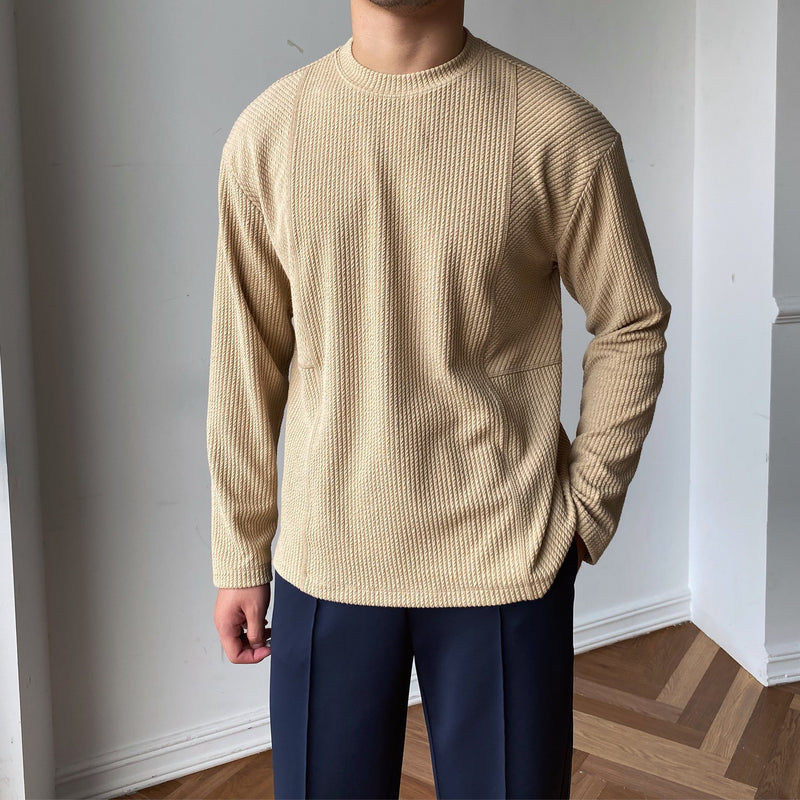Men T Shirt Bottoming Shirt Solid Color Fashion