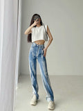 Women Jeans Vintage Distressed Slim-Fitting Loose Split