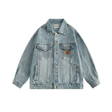 Women Jackets Vintage Distressed Lapel Locomotive Style Denim Jacket