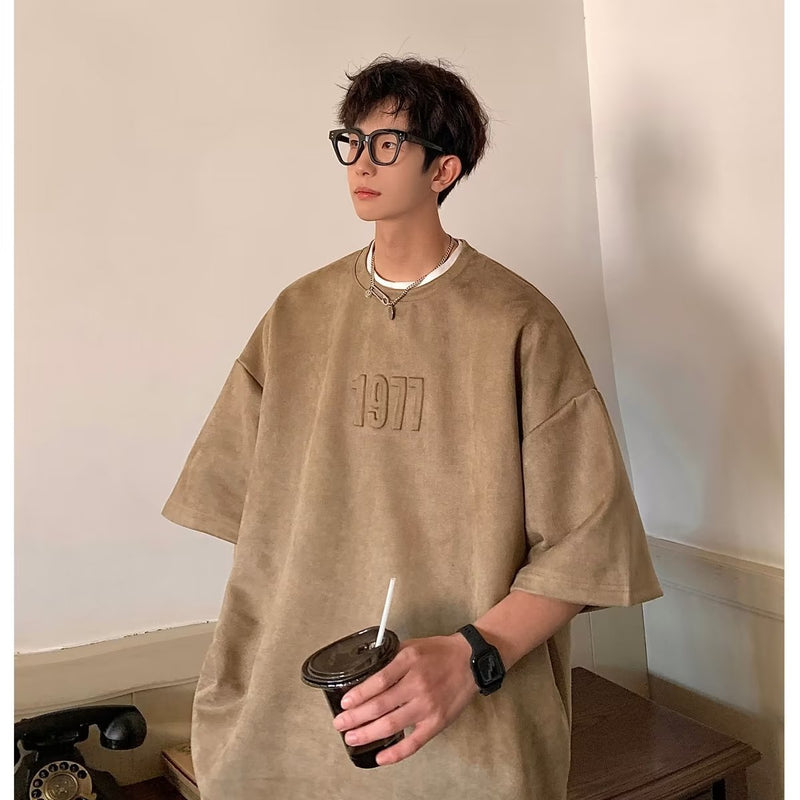 Men T Shirt Summer Distressed Suede Loose Sports