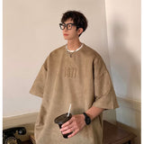 Men T Shirt Summer Distressed Suede Loose Sports