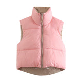 Women Cotton Coat Fashion Stand Collar Cotton Vest