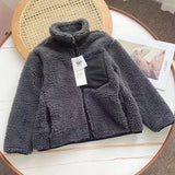 Women Cotton Coat Windproof Faux Cashmere Cardigan Coat for Children