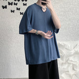 Men T Shirt Waffle Summer Casual Loose