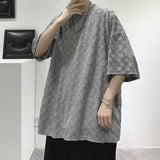 Men T Shirt Chessboard Plaid Printing Summer