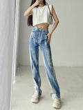 Women Jeans Vintage Distressed Slim-Fitting Loose Split