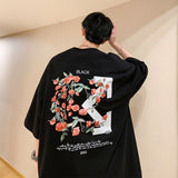 Men T Shirt Fashion All-Match Flower Print