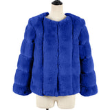 Women Fur Jacket Plush Plaid Coat