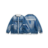 Unisex Coat Vintage Loose Cotton Coat Lamb Wool Denim Jacket