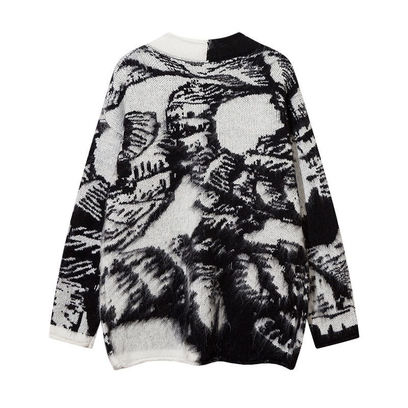 Women Sweater Jacquard V-neck Vibe Cardigan Sweater