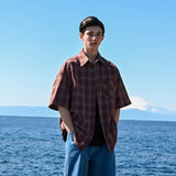 Unisex Shirt Retro College Style Plaid Loose Cityboy