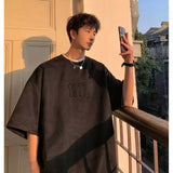 Men T Shirt Summer Distressed Suede Loose Sports