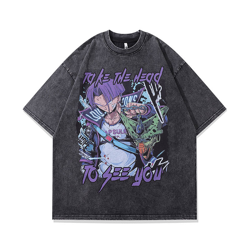 Men T-Shirt Retro Cartoon Half Sleeve