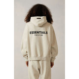Fog Essentials Hoodie Sweater Black Letters Flocking
