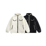 Unisex Coat Rhombus Plaid Cotton-Padded Coat Winter Coat