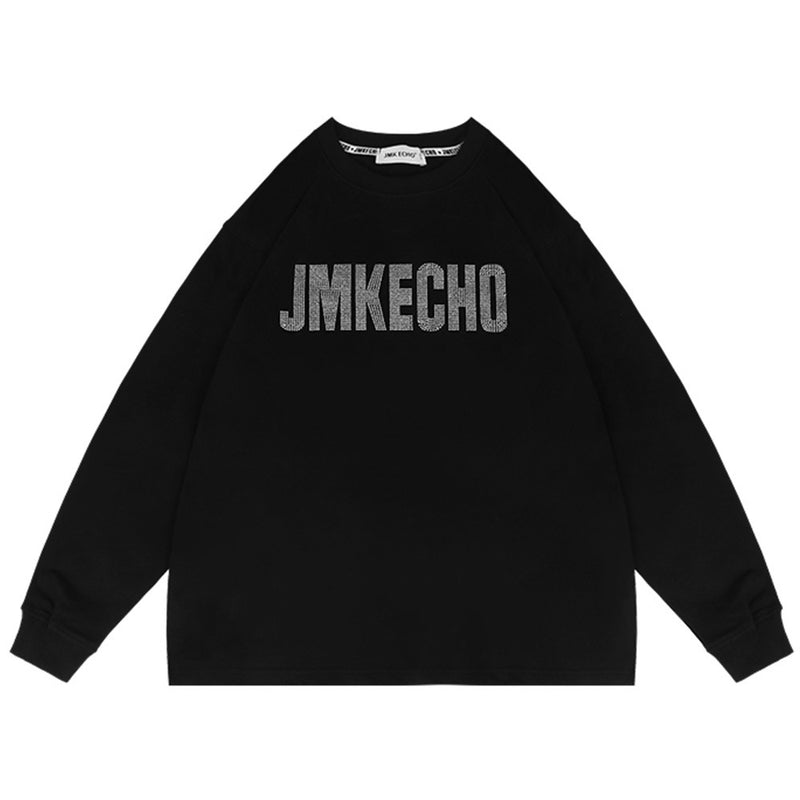 Men Long Sleeve T-Shirt Hot Drilling Loose Casual