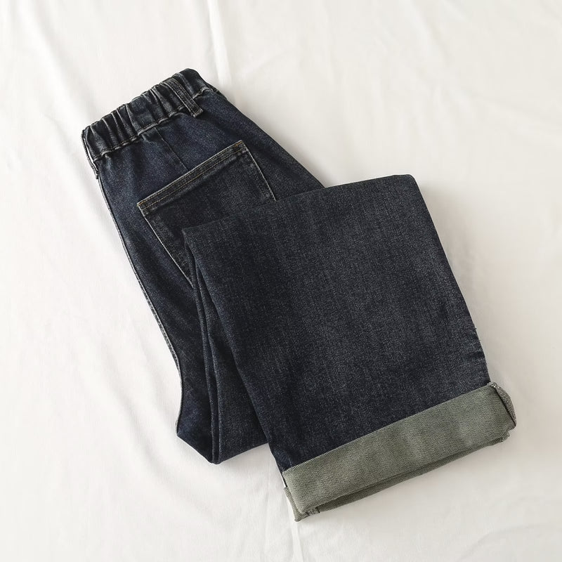 Women Jeans Fleece-lined Drawstring Leisure