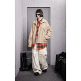 Unisex Pu Jacket Retro Set Baggy Coat Locomotive