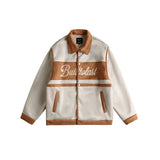 Unisex Coat Lapel Cotton-Padded Coat Loose Suede Warm