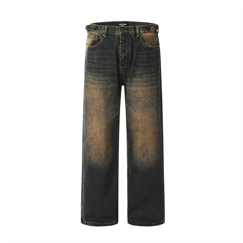Men Jeans Trendy Loose Old and Dirty