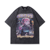 Men T-Shirt Cartoon Character Heavy Distressed