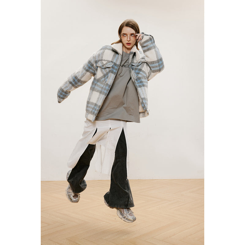 Unisex Coat Men and Women Loose Retro Plaid Winter