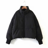 Women Cotton Coat Casual Simple Pure Color All-Matching Loose