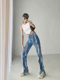 Women Jeans Vintage Distressed Slim-Fitting Loose Split