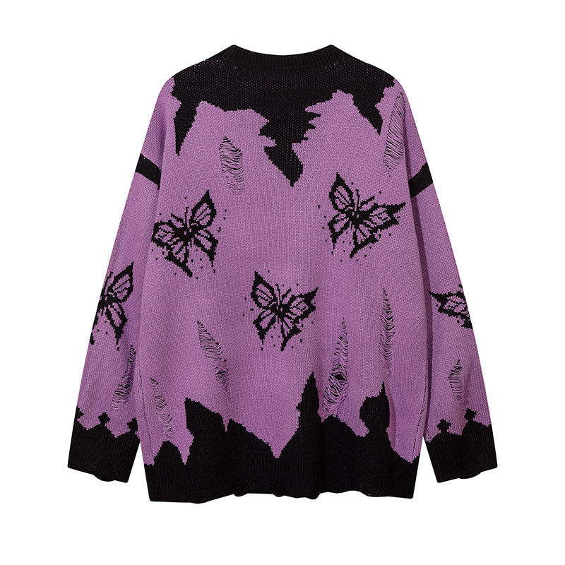 Women Sweater Butterfly Jacquard Sweater