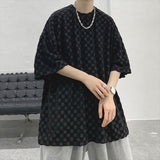 Men T Shirt Chessboard Plaid Printing Summer