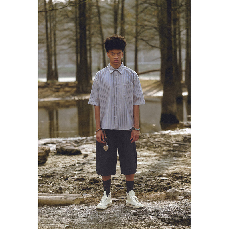 Unisex Shirt Vintage Stripe Loose Lapels Leisure