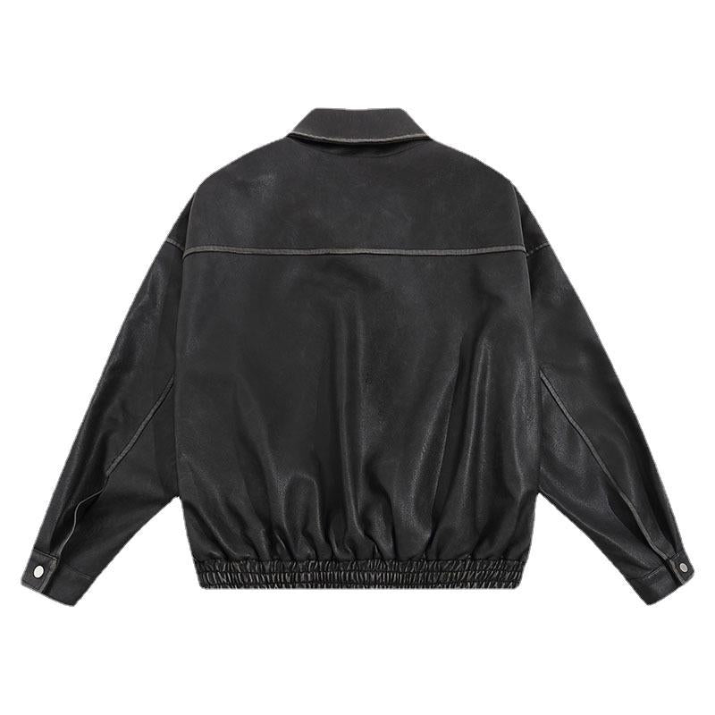 Women Jackets Vintage Distressed Locomotive Style PU Leather Jacket
