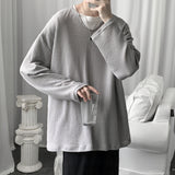Men T Shirt Waffle Loose Bottoming Shirt