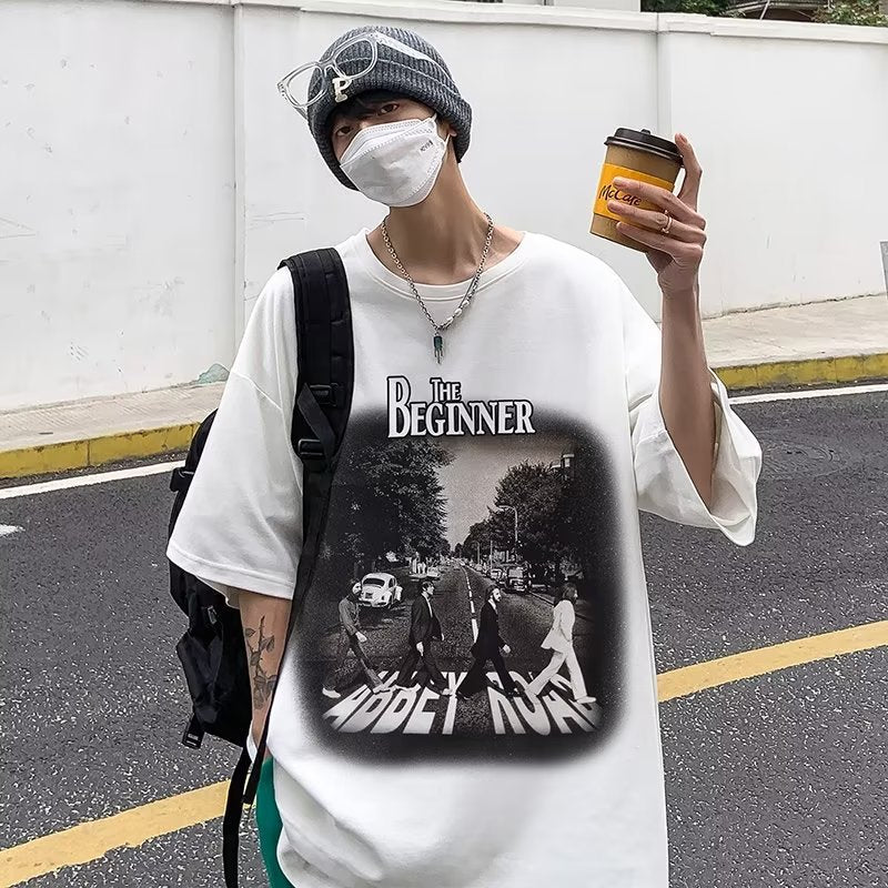 Men T Shirt Summer Versatile Loose plus Size