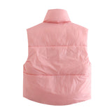 Women Cotton Coat Fashion Stand Collar Cotton Vest
