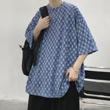 Men T Shirt Chessboard Plaid Printing Summer