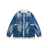 Unisex Coat Vintage Loose Cotton Coat Lamb Wool Denim Jacket