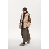 Unisex Coat Lamb Wool Stitching PU Leather Cotton-Padded Jacket