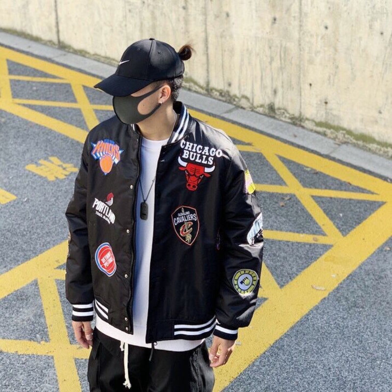 NBA Jacket with All Teams Patterns Teams Warm up Jacket Embroidery Cotton Jacket
